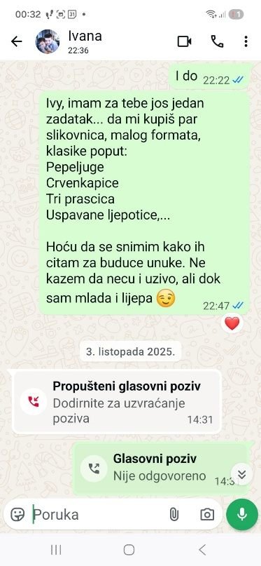 Poruka Ivani s molbom za slikovnice: Pepeljuga, Crvenkapica, Tri praščića, Uspavana ljepotica